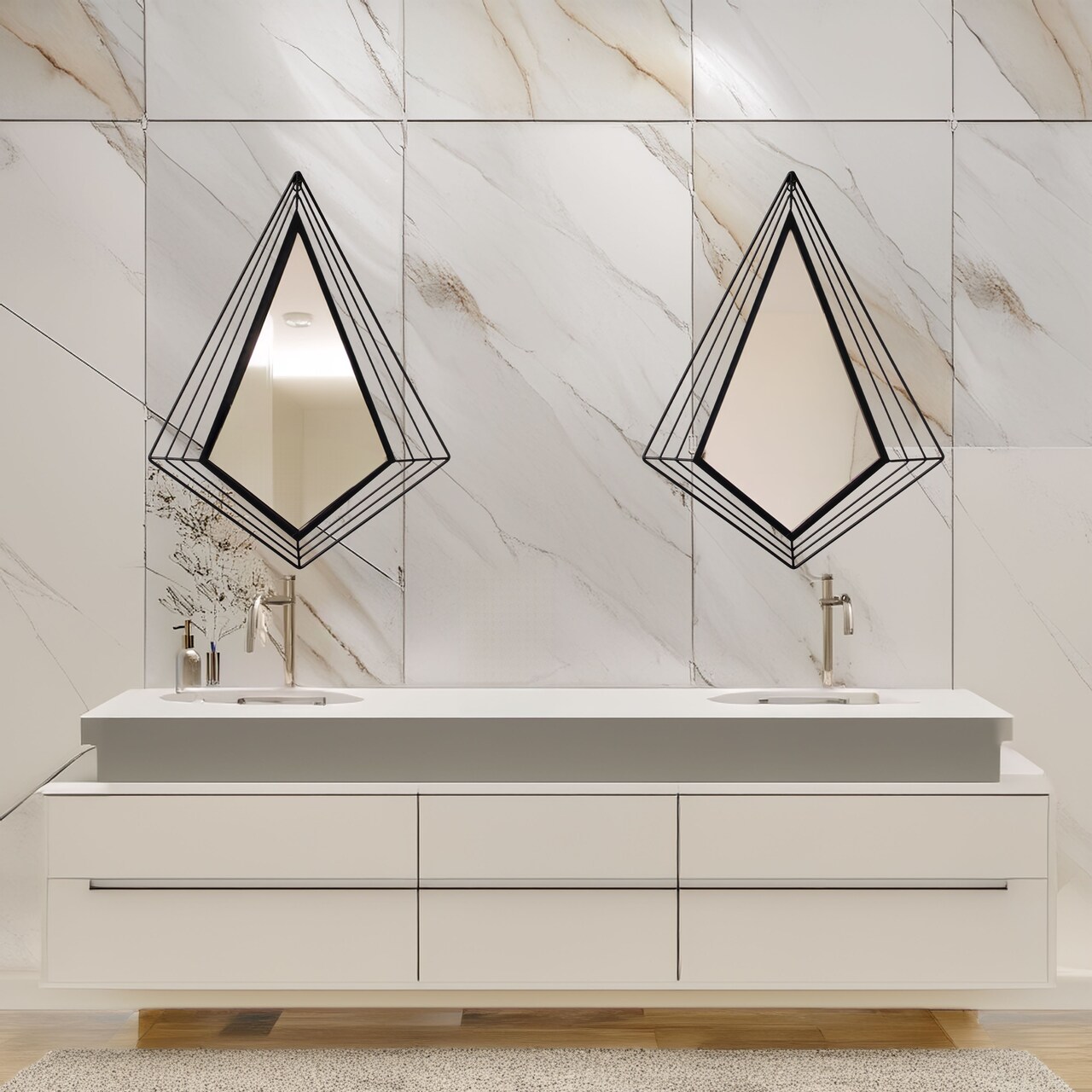 Uniquewise Decorative Metal Wall Mounted Modern Mirror - Perfect for Living Room, Bedroom, Bathroom Vanity, Entryway, or Hallway, Adding Elegance and Charm to Your Space